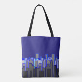 Abstrakte blaue Stadt-Skyline-Kunst Tasche (Rückseite)
