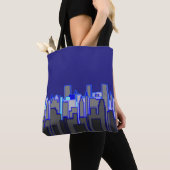 Abstrakte blaue Stadt-Skyline-Kunst Tasche (Von Nahem)