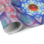 ABSTRAKTE BLAUE STARS MIT RUBY GEM STONES GESCHENKPAPIER (Rolleneckpunkt)