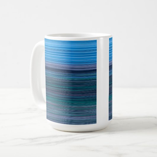 Abstrakte blaue Streifen Kaffeetasse (Vorderseite Links)