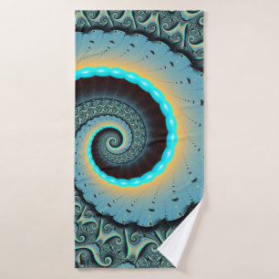 Abstrakte blaue Türkis orange Fraktal Kunst Spiral Badehandtuch