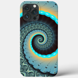 Abstrakte blaue Türkis orange Fraktal-Kunst-Spiral Case-Mate iPhone Hülle