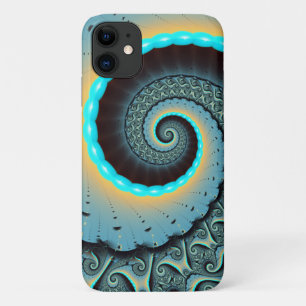 Abstrakte blaue Türkis orange Fraktal-Kunst-Spiral Case-Mate iPhone Hülle