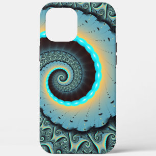 Abstrakte blaue Türkis orange Fraktal-Kunst-Spiral Case-Mate iPhone Hülle