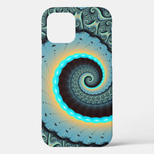 Abstrakte blaue Türkis orange Fraktal-Kunst-Spiral Case-Mate iPhone Hülle