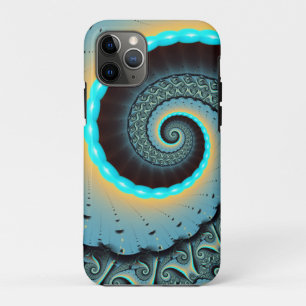 Abstrakte blaue Türkis orange Fraktal-Kunst-Spiral Case-Mate iPhone Hülle