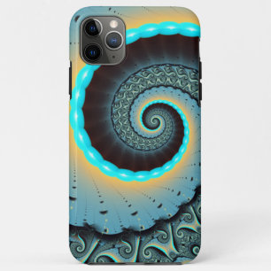 Abstrakte blaue Türkis Orange-Fraktal-Kunst-Spiral Case-Mate iPhone Hülle