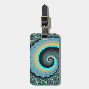 Abstrakte blaue Türkis orange Fraktal-Kunst-Spiral Gepäckanhänger