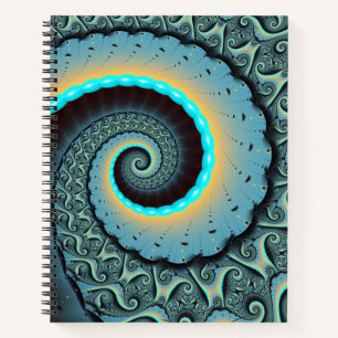 Abstrakte blaue Türkis orange Fraktal Kunst Spiral Notizblock