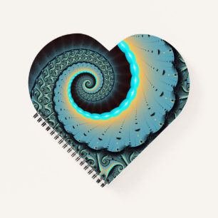 Abstrakte blaue Türkis orange Fraktal-Kunst-Spiral Notizblock