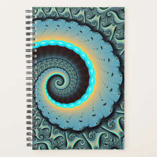 Abstrakte blaue Türkis orange Fraktal-Kunst-Spiral Planer