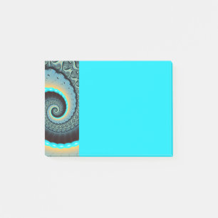 Abstrakte blaue Türkis orange Fraktal-Kunst-Spiral Post-it Klebezettel