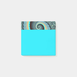 Abstrakte blaue Türkis orange Fraktal-Kunst-Spiral Post-it Klebezettel