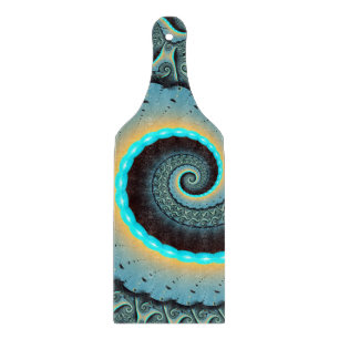 Abstrakte blaue Türkis orange Fraktal-Kunst-Spiral Schneidebrett