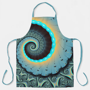 Abstrakte blaue Türkis orange Fraktal-Kunst-Spiral Schürze