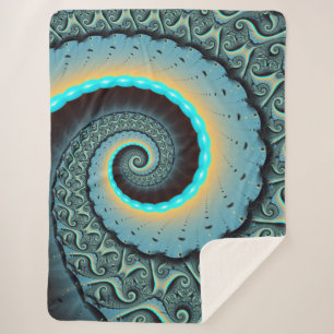Abstrakte blaue Türkis orange Fraktal Kunst Spiral Sherpadecke