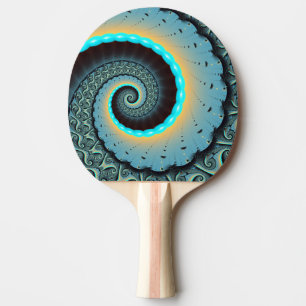 Abstrakte blaue Türkis orange Fraktal-Kunst-Spiral Tischtennis Schläger