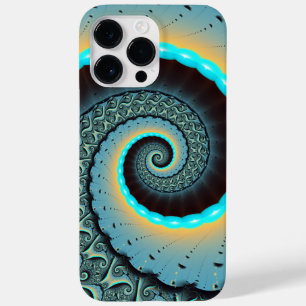 Abstrakte blaue Türkis orangefarbene Fraktal-Kunst Case-Mate iPhone 14 Pro Max Hülle