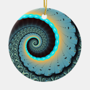 Abstrakte blaue Türkis orangefarbene Fraktal-Kunst Keramik Ornament