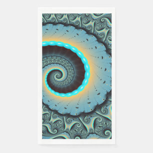 Abstrakte blaue Türkis orangefarbene Fraktal-Kunst Serviette