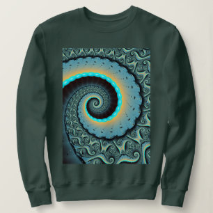 Abstrakte blaue Türkis orangefarbene Fraktal-Kunst Sweatshirt