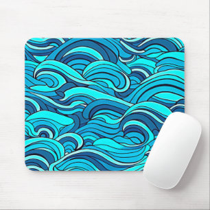 Abstrakte blaue türkisene Ozeanwellen   Mousepad