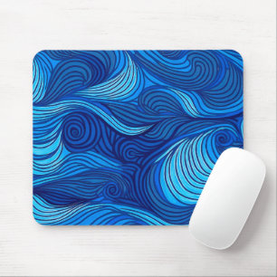 Abstrakte blaue türkisene Ozeanwellen   Mousepad