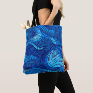 Abstrakte blaue türkisfarbene Ozeanwellen   Tasche