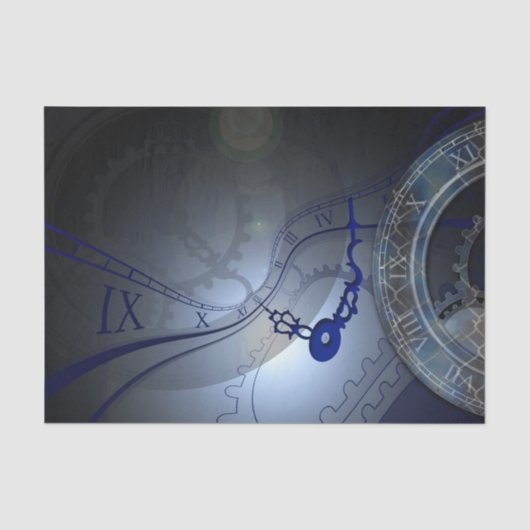 Abstrakte blaue Uhr Seidenpapier (Vorderseite)