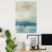 Abstrakte blaue und beige Ozeankunst Poster (Heimbüro)