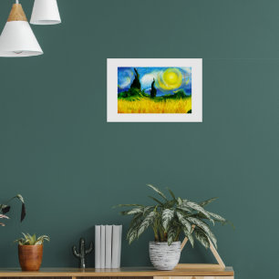 Abstrakte blaue und gelbe Malerei Poster