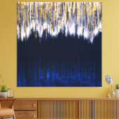 Abstrakte blaue und goldene digitale Malerei Leinwanddruck (Insitu (Wohnzimmer))