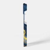 Abstrakte blaue und goldene Marmortextur iPhone Hülle (Linke Seite)