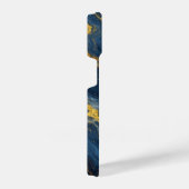 Abstrakte blaue und goldene Marmortextur iPhone Hülle (Rechte Seite)