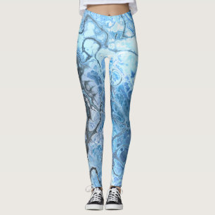 Abstrakte Blaue und Graue Marmor-Eis-Flüssigkeit-T Leggings