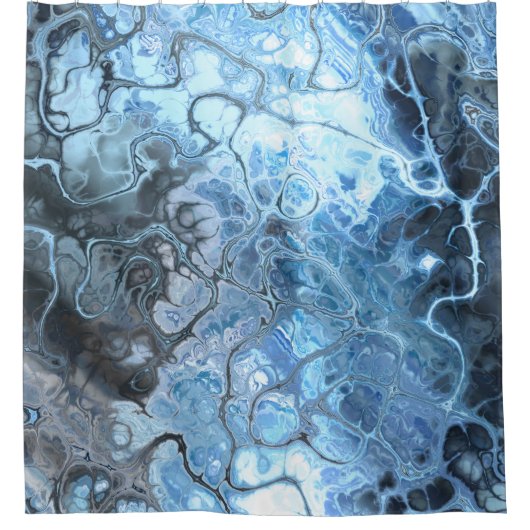 Abstrakte blaue und graue Marmorwurzel - Eisflüssi Duschvorhang (Vorderseite)