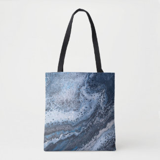 Abstrakte blaue und graue Meeresdrift Tasche