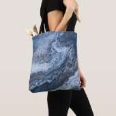 Abstrakte blaue und graue Meeresdrift Tasche (Von Nahem)