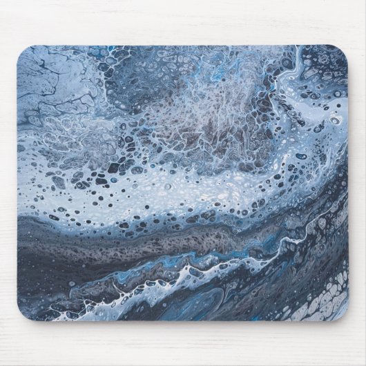 Abstrakte blaue und graue Ozeandrift Mousepad (Vorne)