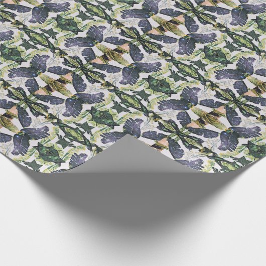 Abstrakte blaue und grüne Blätter Handwerk oder Ge Geschenkpapier (Ecke)