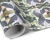 Abstrakte blaue und grüne Blätter Handwerk oder Ge Geschenkpapier (Rolleneckpunkt)