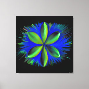 Abstrakte blaue und grüne Blüte Leinwanddruck