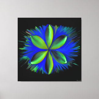 Abstrakte blaue und grüne Blüte Leinwanddruck