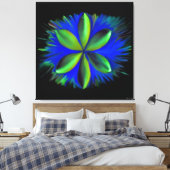 Abstrakte blaue und grüne Blüte Leinwanddruck (Insitu (Schlafzimmer))