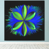 Abstrakte blaue und grüne Blüte Leinwanddruck (Insitu (Holzboden))