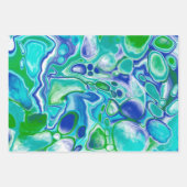 Abstrakte blaue und grüne Marmorflüssigkeit Geschenkpapier Set (Vorderseite)