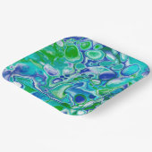 Abstrakte blaue und grüne Marmorflüssigkeit Pappteller (Gewinkelt)