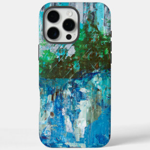 Abstrakte blaue und grüne texturierte Landschaft iPhone 16 Pro Max Hülle