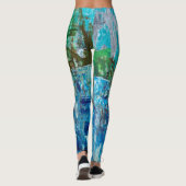 Abstrakte blaue und grüne Texturlandschaft Leggings (Rückseite)