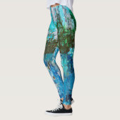Abstrakte blaue und grüne Texturlandschaft Leggings (Links)